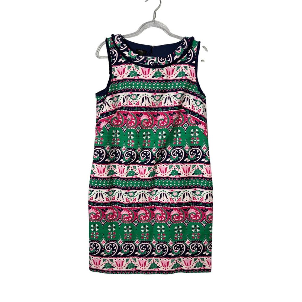 Talbots Petities Women's Shift Dress Multicolor Fringe Dress Preppy Coastal